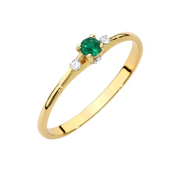 Inel Aur 14K cu Smarald 0.15 ct si Diamante Naturale 0.05 ct
