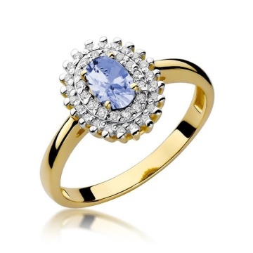Inel Aur 14K cu Tanzanit 0.40 ct si Diamante Naturale 0.20 ct