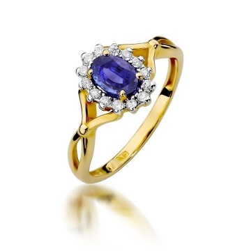 Inel Aur 14K cu Tanzanit 0.70 ct si Diamante Naturale 0.28 ct