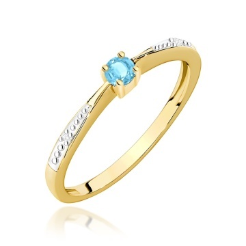 Inel Aur 14K cu Topaz Swiss 0.15 ct si Diamante Naturale 0.01 ct