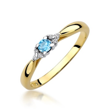 Inel Aur 14K cu Topaz Swiss 0.15 ct si Diamante Naturale 0.03 ct