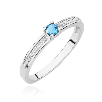 Inel Aur 14K cu Topaz Swiss 0.15 ct si Diamante Naturale 0.05 ct
