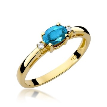 Inel Aur 14K cu Topaz Swiss 0.50 ct si Diamante Naturale 0.03 ct