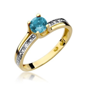 Inel Aur 14K cu Topaz Swiss 0.50 ct si Diamante Naturale 0.03 ct