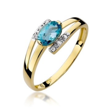 Inel Aur 14K cu Topaz Swiss 0.50 ct si Diamante Naturale 0.05 ct