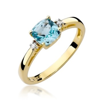 Inel Aur 14K cu Topaz Swiss 1.10 ct si Diamante Naturale 0.03 ct