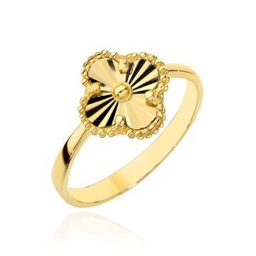 Inel Aur 14K cu Trifoi Diamantat - Eleganță Șansă