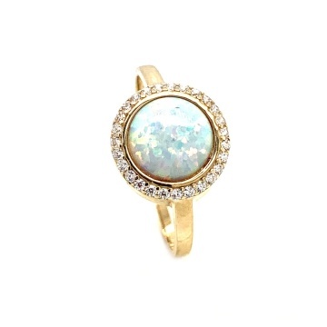 Inel Aur 14k cu Zirconii si Opal