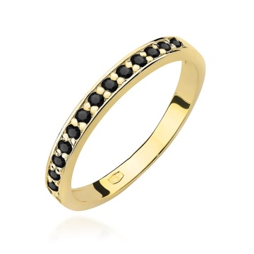 Inel Aur 9K cu Diamante Naturale Negre 0.20 ct