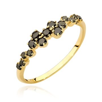 Inel Aur 9K cu Diamante Naturale Negre 0.33 ct