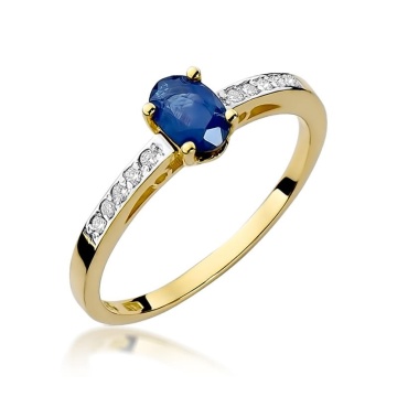 Inel Aur 9K cu Safir 0.70 ct si Diamante Naturale 0.05 ct