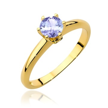 Inel Aur 9K cu Tanzanit 0.50 ct si Diamante Naturale 0.04 ct