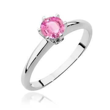 Inel Aur 9K cu Topaz Roz 0.60 ct si Diamante Naturale 0.04 ct