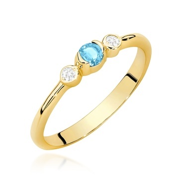 Inel Aur 9K cu Topaz Swiss 0.15 ct si Diamante Naturale 0.06 ct