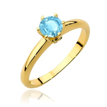 Inel Aur 9K cu Topaz Swiss 0.50 ct si Diamante Naturale 0.04 ct