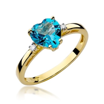 Inel Aur 9K cu Topaz Swiss 1.20 ct si Diamante Naturale 0.03 ct