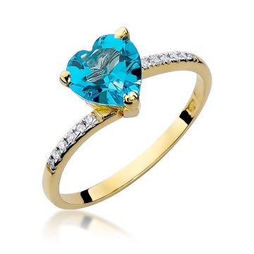 Inel Aur 9K cu Topaz Swiss 1.20 ct si Diamante Naturale 0.06 ct