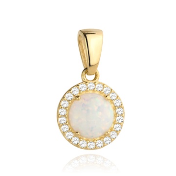 Pandantiv Aur 14K cu Opal si Zirconii
