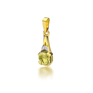 Pandantiv Aur 14K cu Peridot 1.00 ct si Diamant Natural 0.01 ct