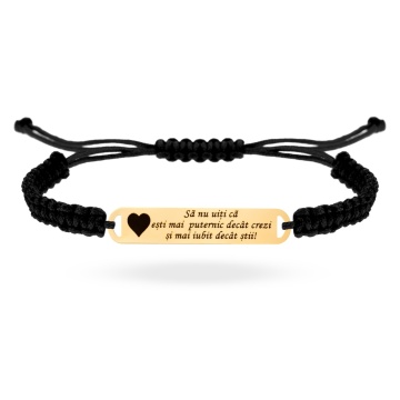 Bratara cu snur si placuta personalizabila din aur 14k