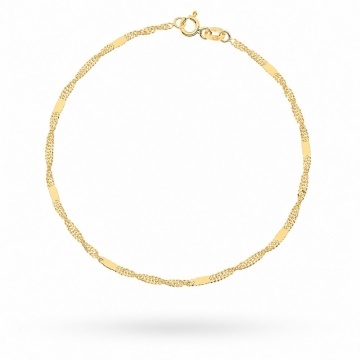 Brățară Din Aur 14K Splot Singapure Cu Plăcuță 035
