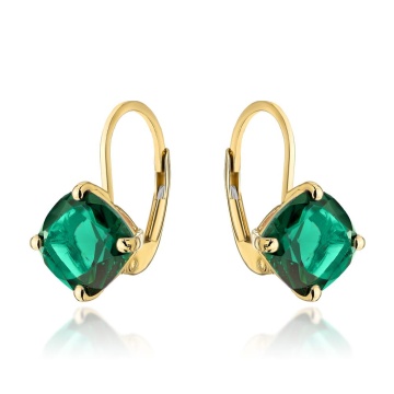 Cercei Aur 14k cu Cuart Verde