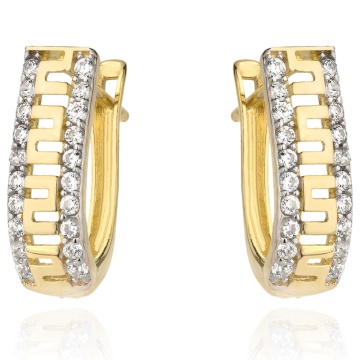 Cercei Aur 14k cu Model Grecesc si Zirconii Albe