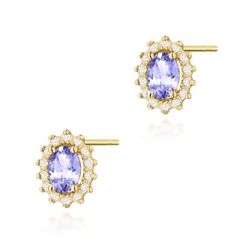 Cercei Aur 14K cu Tanzanit 0.40 ct si Diamante Naturale 0.24 ct