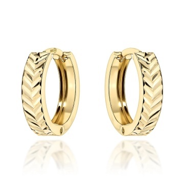 Cercei Aur 14K Rotunzi Cu Finisaj Diamantat