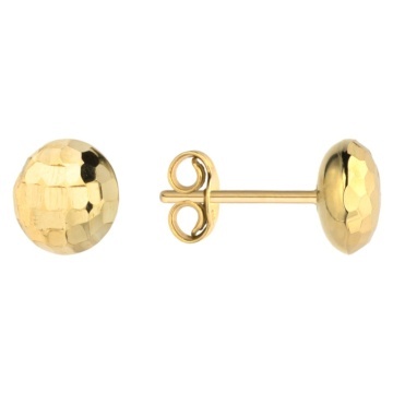 Cercei Aur Galben 14K, Semi-Sferă, Ultraușori, Diamantate