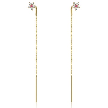Cercei Fir Aur 14k cu Floare si Zirconii