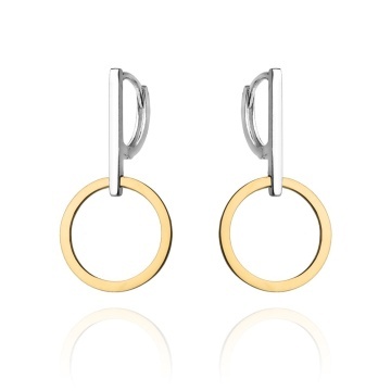 Cercei Rotunzi Aur Galben 14K cu Închidere Elegantă din Aur Alb