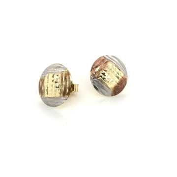 Cercei Rotunzi Diamantati Tricolor Aur 14K