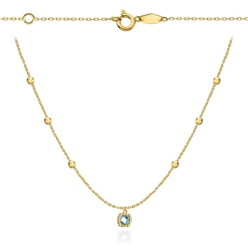 Colier cu Bilute si Cristal- Aur 14k