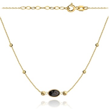 Colier cu Bilute si Piatra Neagra- Aur 14k