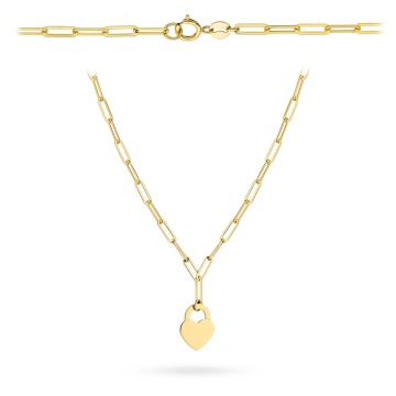Colier cu Inima si Zale Ovale- Aur 14k