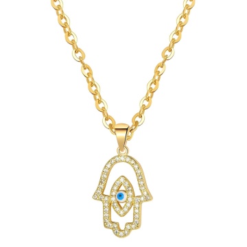 Colier Evil Eye Crystal din Inox placat cu AUR