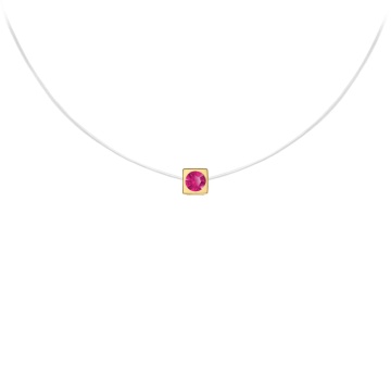 Colier Fancy Color cu fir transparent si pandantiv Square din AUR 14K