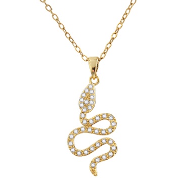 Colier Snake Crystal din Inox placat cu AUR 18K