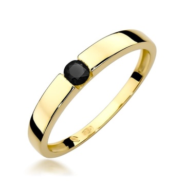 Inel Aur 14K cu Diamant Natural Negru 0.12 ct