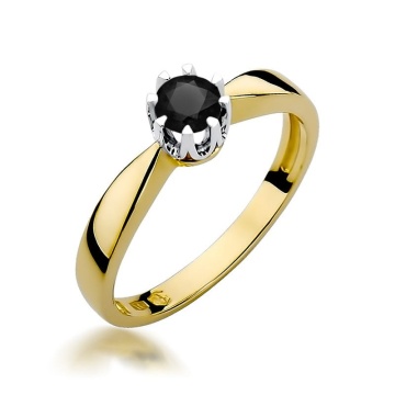 Inel Aur 14K cu Diamant Natural Negru 0.30 ct