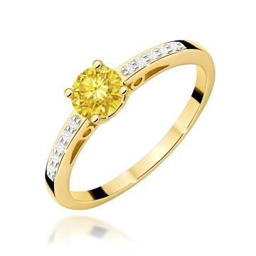 Inel Aur 14K cu Diamante Galbene de Laborator 0.55 ct