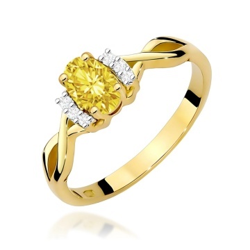 Inel Aur 14K cu Diamante Galbene de Laborator 0.55 ct