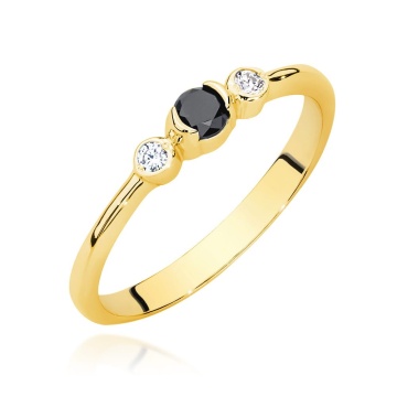 Inel Aur 14K cu Diamante Naturale Albe si Negre 0.18 ct