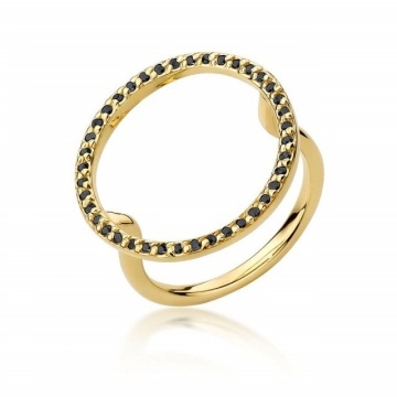 Inel Aur 14K cu Diamante Naturale Negre 0.20 ct
