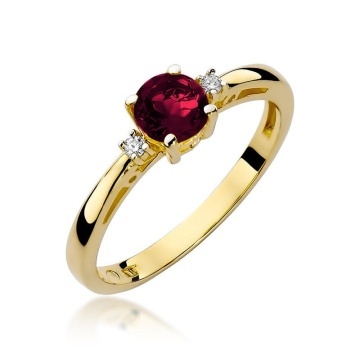 Inel Aur 14K cu Granat 0.60 ct si Diamante Naturale 0.03 ct