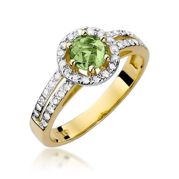 Inel Aur 14K cu Peridot 0.60 ct si Diamante Naturale 0.20 ct