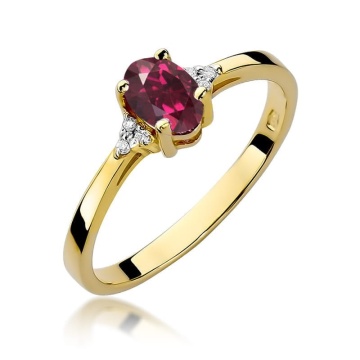 Inel Aur 14K cu Rhodolite 0.50 ct si Diamante Naturale 0.05 ct