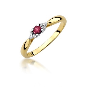 Inel Aur 14K cu Rubin 0.15 ct si Diamante Naturale 0.03 ct