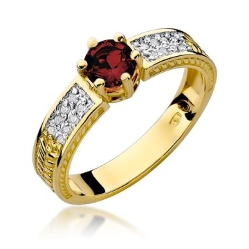 Inel Aur 14K cu Rubin 0.60 ct si Diamante Naturale 0.08 ct